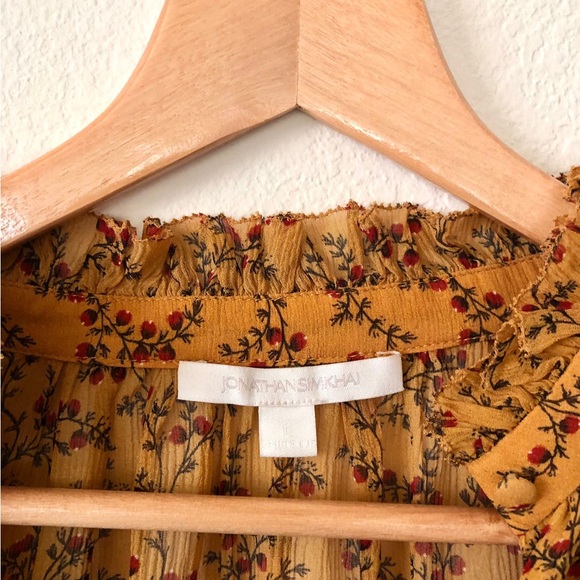 Jonathan Simkhai 100% silk chiffon yellow blouse Large - Picture 7 of 8